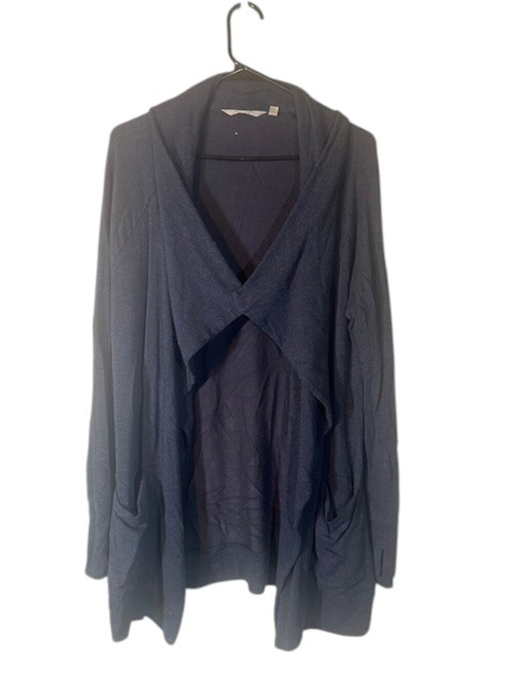 Athleta Women’s Navy Blue Wrap Style Knit Athletic Cardigan Sweater Size Small